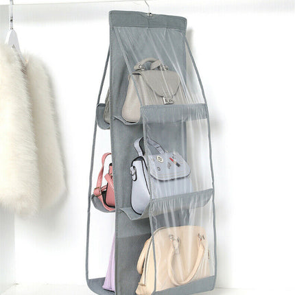 3 Layers Folding Shelf Bag 6 Pocket Foldable Hanging Bag Purse Handbag Organizer Door Sundry Pocket Hanger Storage Closet Hanger
