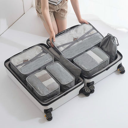 Sistema de Bolsa de Viaje Impermeable Duradero 7 Piezas Un Set de Cubos de Empaque Unisex Clasificación de Ropa Gran Capacidad de Bolsa Ordenada
