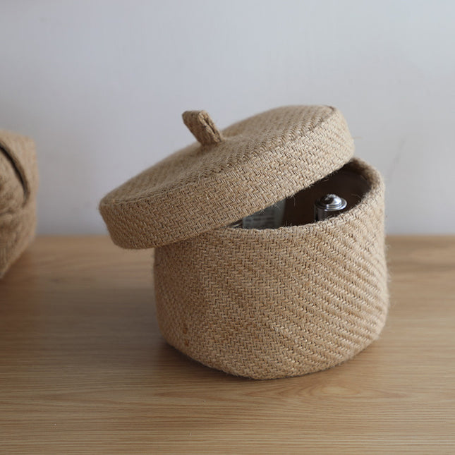 Vintage Organizing Small Miscellaneous Items Storage Basket Porch Desktop Storage Basket Needle And Thread Bag Cosmetics Jute Covered Storage Box