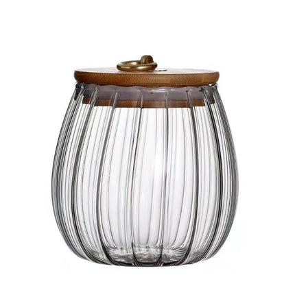 Large Capacity Glass Tea Jar Bamboo Sealed Storage Jar Household Simple Transparent Storage Bottle Kitchen Supplies