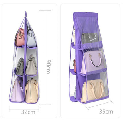 3 Layers Folding Shelf Bag 6 Pocket Foldable Hanging Bag Purse Handbag Organizer Door Sundry Pocket Hanger Storage Closet Hanger