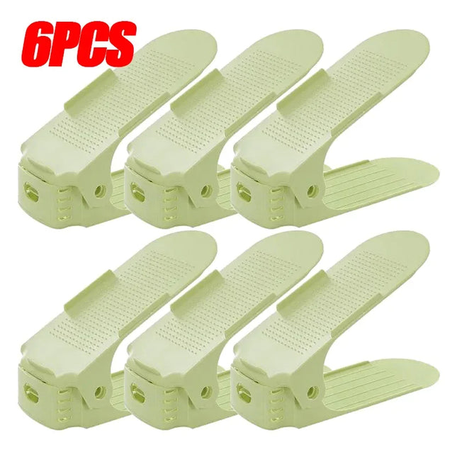 6PCS Ultra-high Quality Adjustable Shoe Rack Organizer Shoe Slot Space Saver Double-layer Shoe Rack Organization Shoes Storage