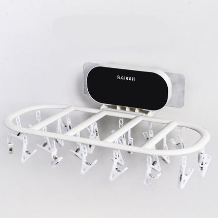 Multifunctional Drying Rack 24 Clip Folding Drying Rack Oval Underwear Socks Storage Artifact Household Wind-Resistant Clothes Rack