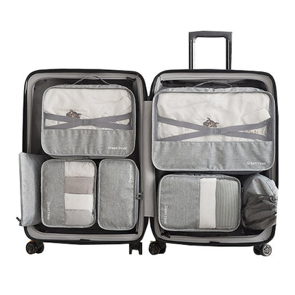 Sistema de Bolsa de Viaje Impermeable Duradero 7 Piezas Un Set de Cubos de Empaque Unisex Clasificación de Ropa Gran Capacidad de Bolsa Ordenada