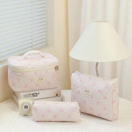 Storage Organizer Floral Quilted Makeup Bags Cotton Padded Cosmetic Bag Large Travel Toiletry Bag Women Zipper Wash Bag