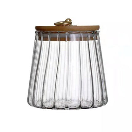 Large Capacity Glass Tea Jar Bamboo Sealed Storage Jar Household Simple Transparent Storage Bottle Kitchen Supplies
