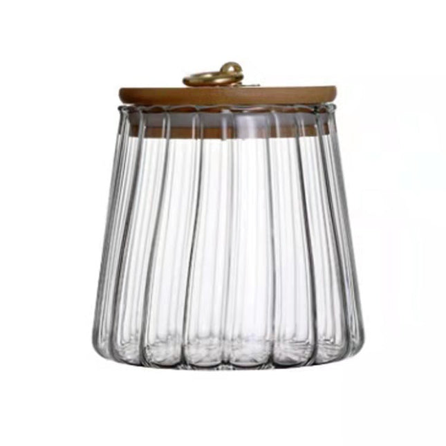 Large Capacity Glass Tea Jar Bamboo Sealed Storage Jar Household Simple Transparent Storage Bottle Kitchen Supplies