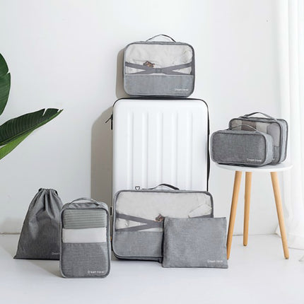 Sistema de Bolsa de Viaje Impermeable Duradero 7 Piezas Un Set de Cubos de Empaque Unisex Clasificación de Ropa Gran Capacidad de Bolsa Ordenada