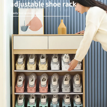 6PCS Ultra-high Quality Adjustable Shoe Rack Organizer Shoe Slot Space Saver Double-layer Shoe Rack Organization Shoes Storage