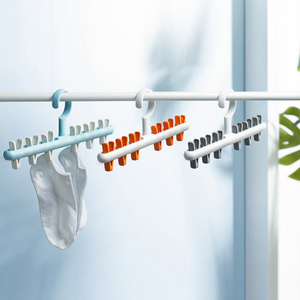 Clothes Rack One-Shaped Drying Hanging Socks Underwear Artifact Household Baby Clothes Rack Multi-Clip Balcony Windproof Sock Drying Rack