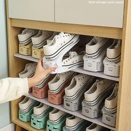 6PCS Ultra-high Quality Adjustable Shoe Rack Organizer Shoe Slot Space Saver Double-layer Shoe Rack Organization Shoes Storage