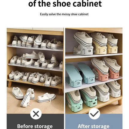 6PCS Ultra-high Quality Adjustable Shoe Rack Organizer Shoe Slot Space Saver Double-layer Shoe Rack Organization Shoes Storage