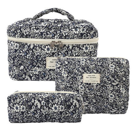 Storage Organizer Floral Quilted Makeup Bags Cotton Padded Cosmetic Bag Large Travel Toiletry Bag Women Zipper Wash Bag