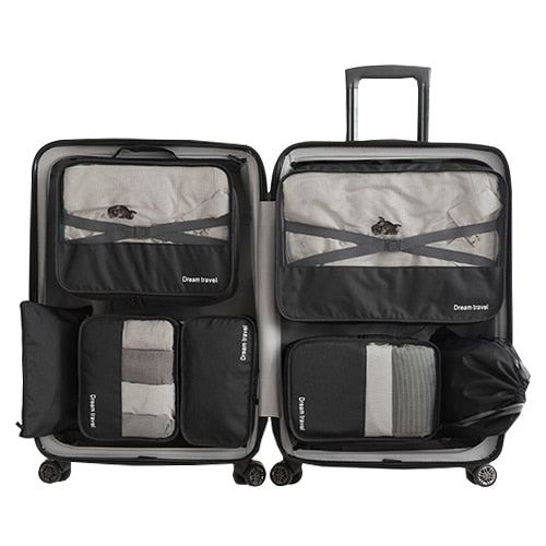 Sistema de Bolsa de Viaje Impermeable Duradero 7 Piezas Un Set de Cubos de Empaque Unisex Clasificación de Ropa Gran Capacidad de Bolsa Ordenada