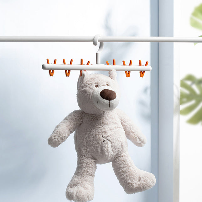 Clothes Rack One-Shaped Drying Hanging Socks Underwear Artifact Household Baby Clothes Rack Multi-Clip Balcony Windproof Sock Drying Rack
