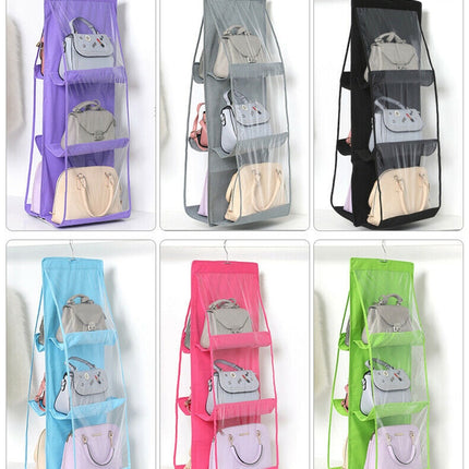 3 Layers Folding Shelf Bag 6 Pocket Foldable Hanging Bag Purse Handbag Organizer Door Sundry Pocket Hanger Storage Closet Hanger