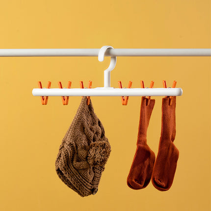 Clothes Rack One-Shaped Drying Hanging Socks Underwear Artifact Household Baby Clothes Rack Multi-Clip Balcony Windproof Sock Drying Rack