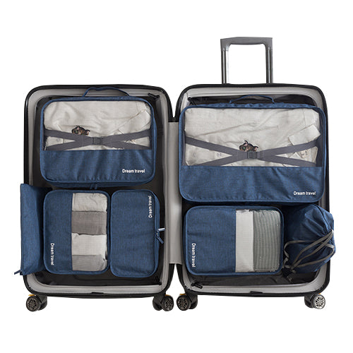 Sistema de Bolsa de Viaje Impermeable Duradero 7 Piezas Un Set de Cubos de Empaque Unisex Clasificación de Ropa Gran Capacidad de Bolsa Ordenada