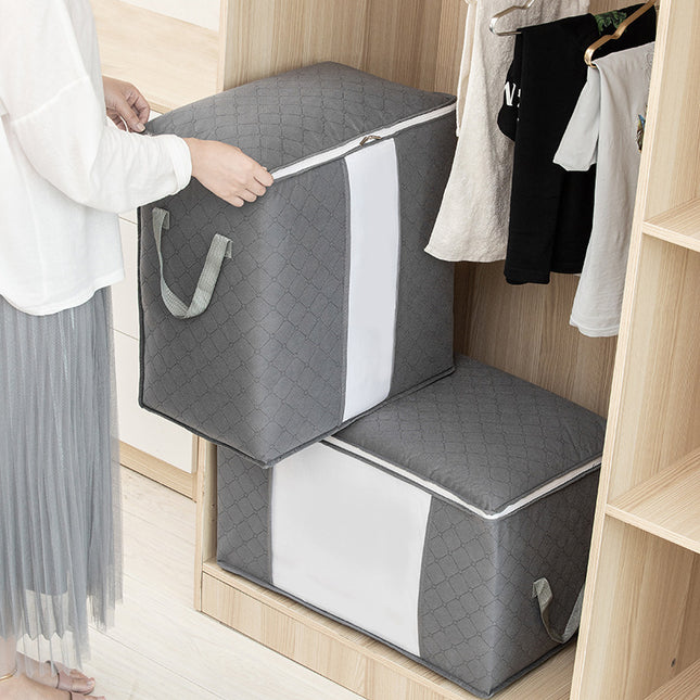 Household Visual Non Woven Clothing Storage Bag Large Capacity Quilt Pillow Clothes Packaging Bag Moving Luggage Bag