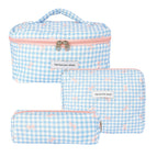 Blue plaid / 3pcs (large + medium + small)