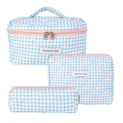 Storage Organizer Floral Quilted Makeup Bags Cotton Padded Cosmetic Bag Large Travel Toiletry Bag Women Zipper Wash Bag